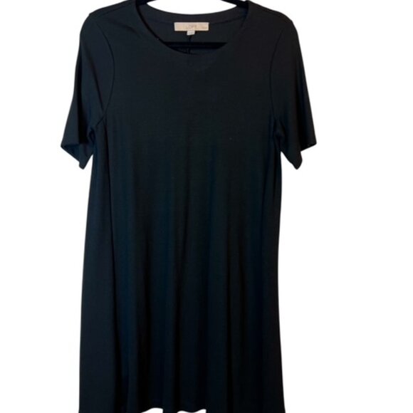 LOFT Petites Black Short Sleeve A-Line T-Shirt Dress Medium Petite - Picture 1 of 8